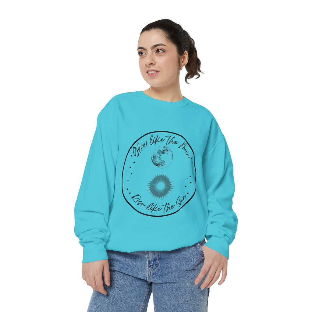 Moon & Sun Lotus Sweatshirt — "Glow Like the Moon, Rise Like the Sun"