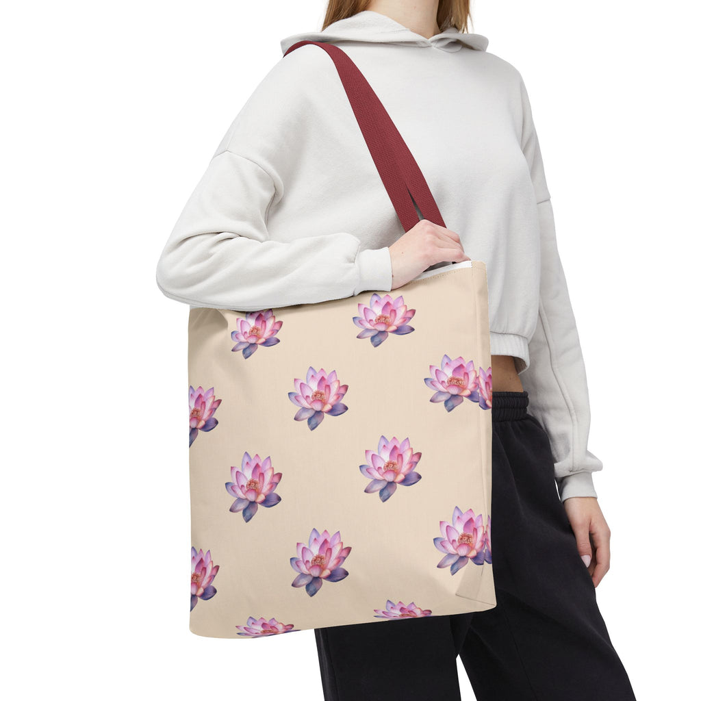 Lotus Pattern Tote Bag – Pink Watercolor Floral All-Over Print