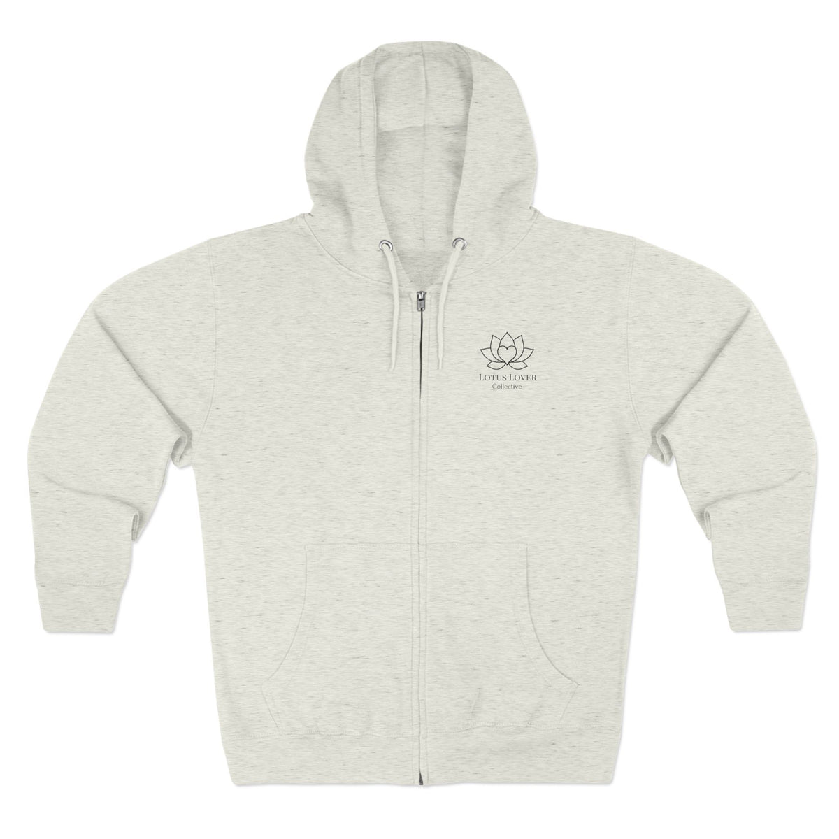 Lotus Lover Collective Zip Hoodie — Minimal Yoga & Meditation White Zip-Up