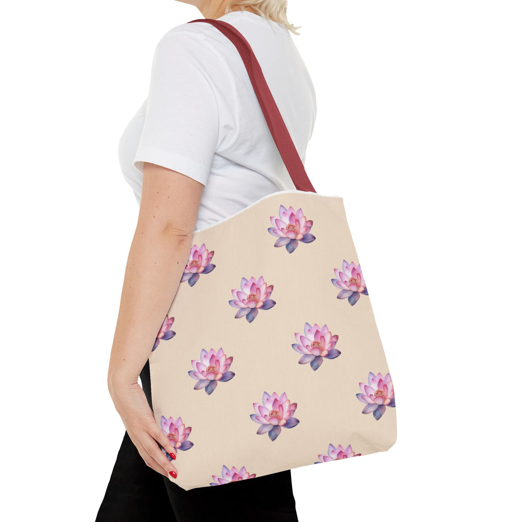 Lotus Pattern Tote Bag – Pink Watercolor Floral All-Over Print