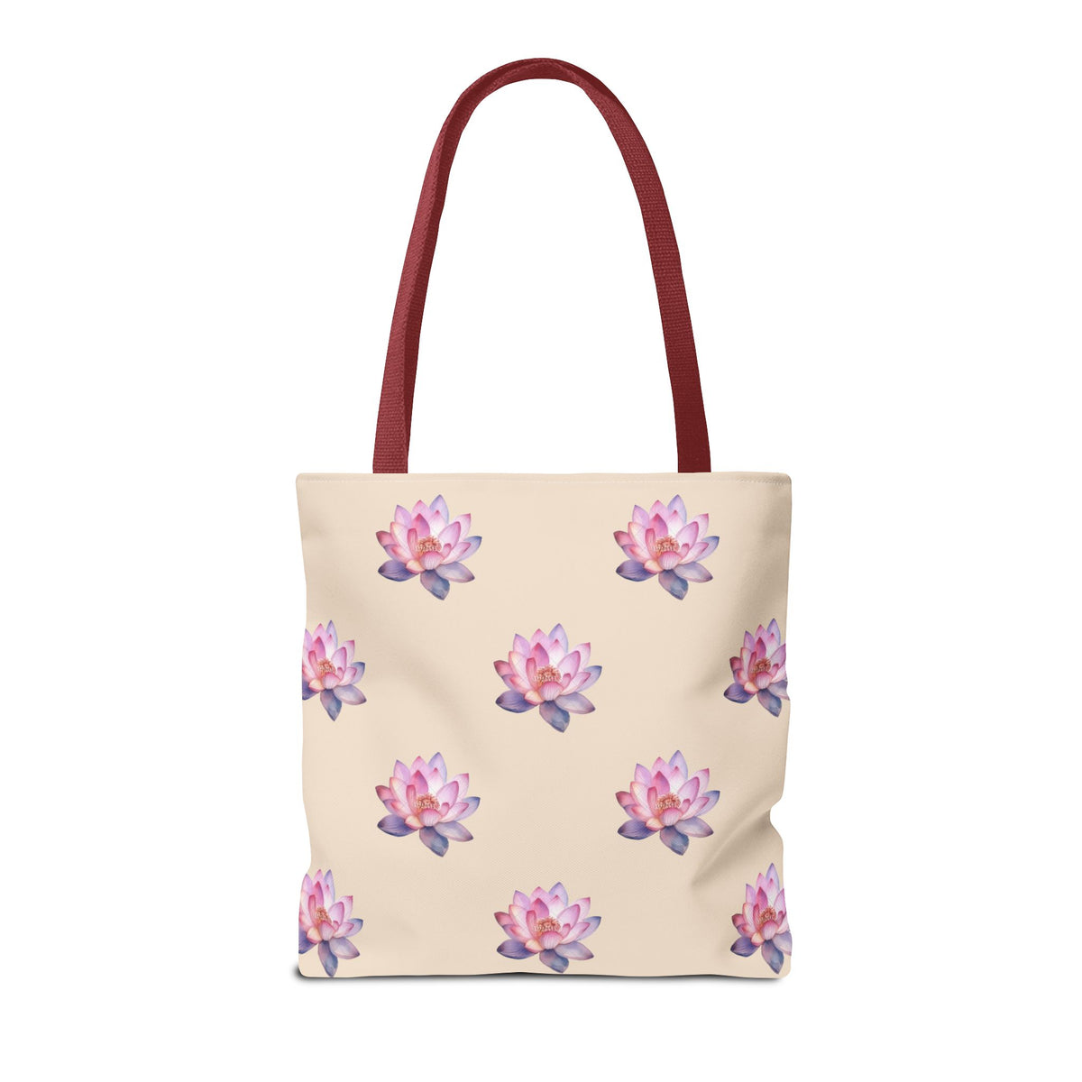 Lotus Pattern Tote Bag – Pink Watercolor Floral All-Over Print