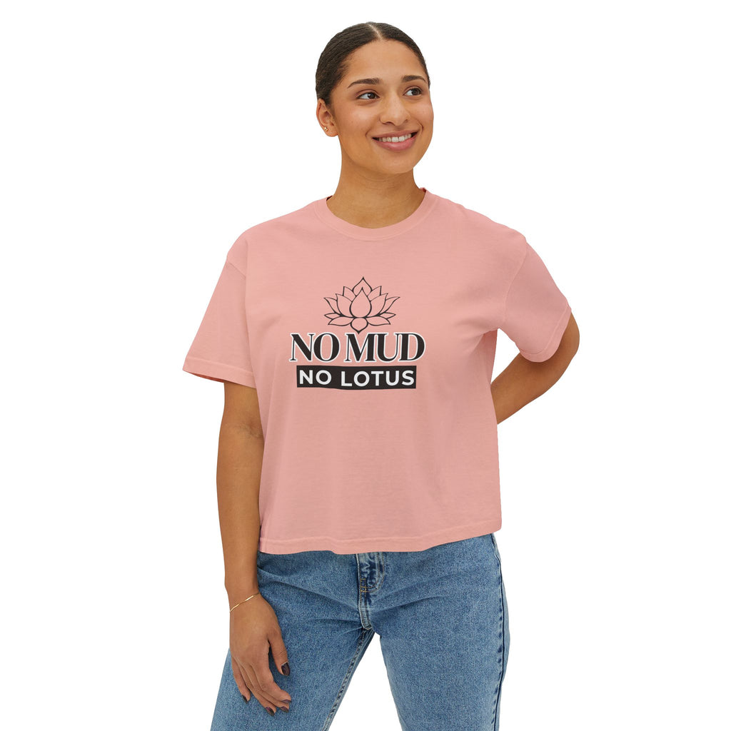 No Mud No Lotus Women's Boxy Tee — Lotus Flower Inspirational Graphic Tee