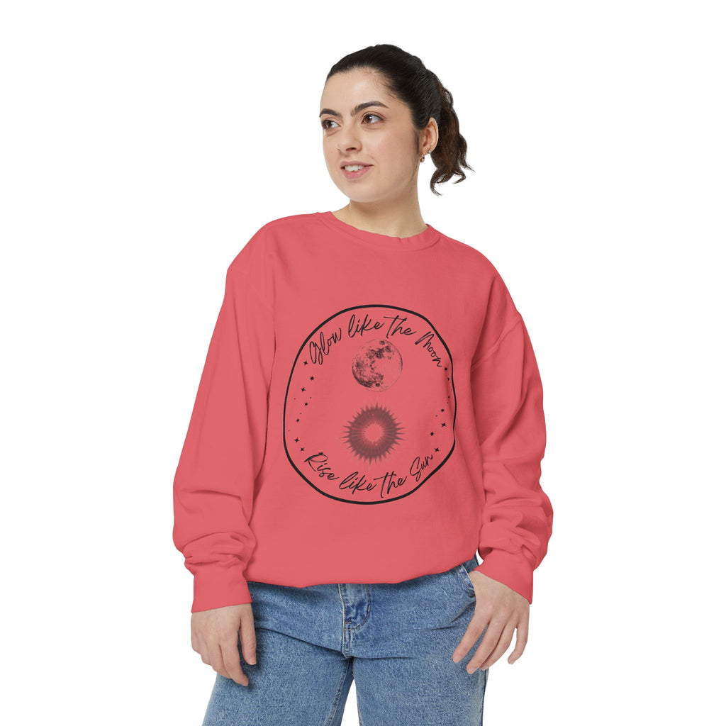 Moon & Sun Lotus Sweatshirt — "Glow Like the Moon, Rise Like the Sun"