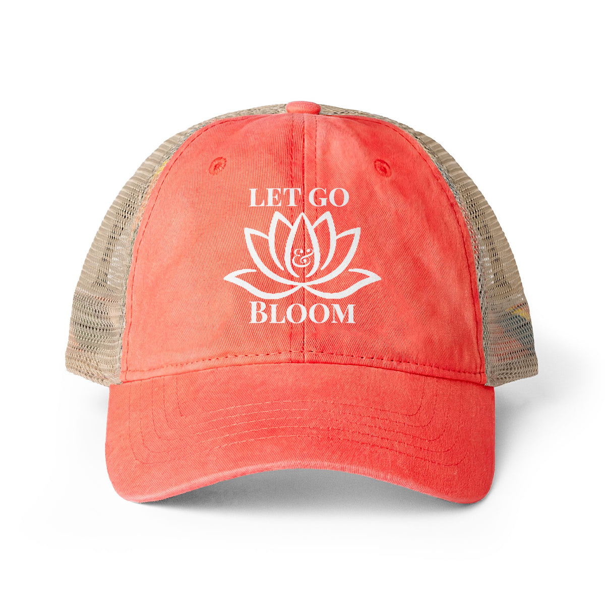 Women's Washed Mesh-Back Cap - Let Go & Bloom