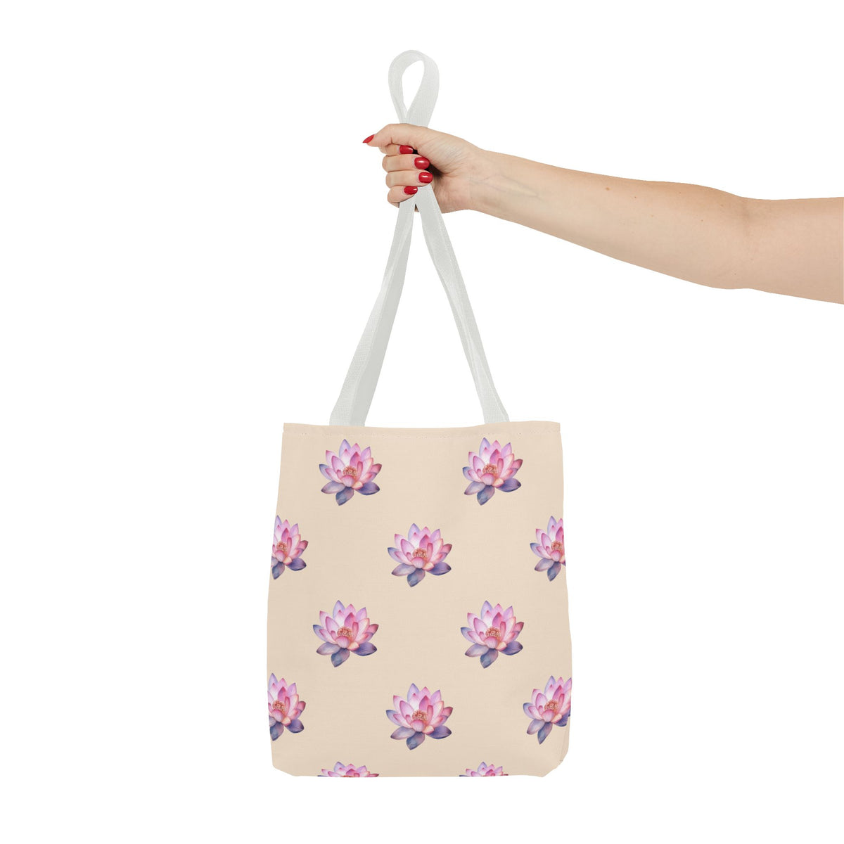 Lotus Pattern Tote Bag – Pink Watercolor Floral All-Over Print