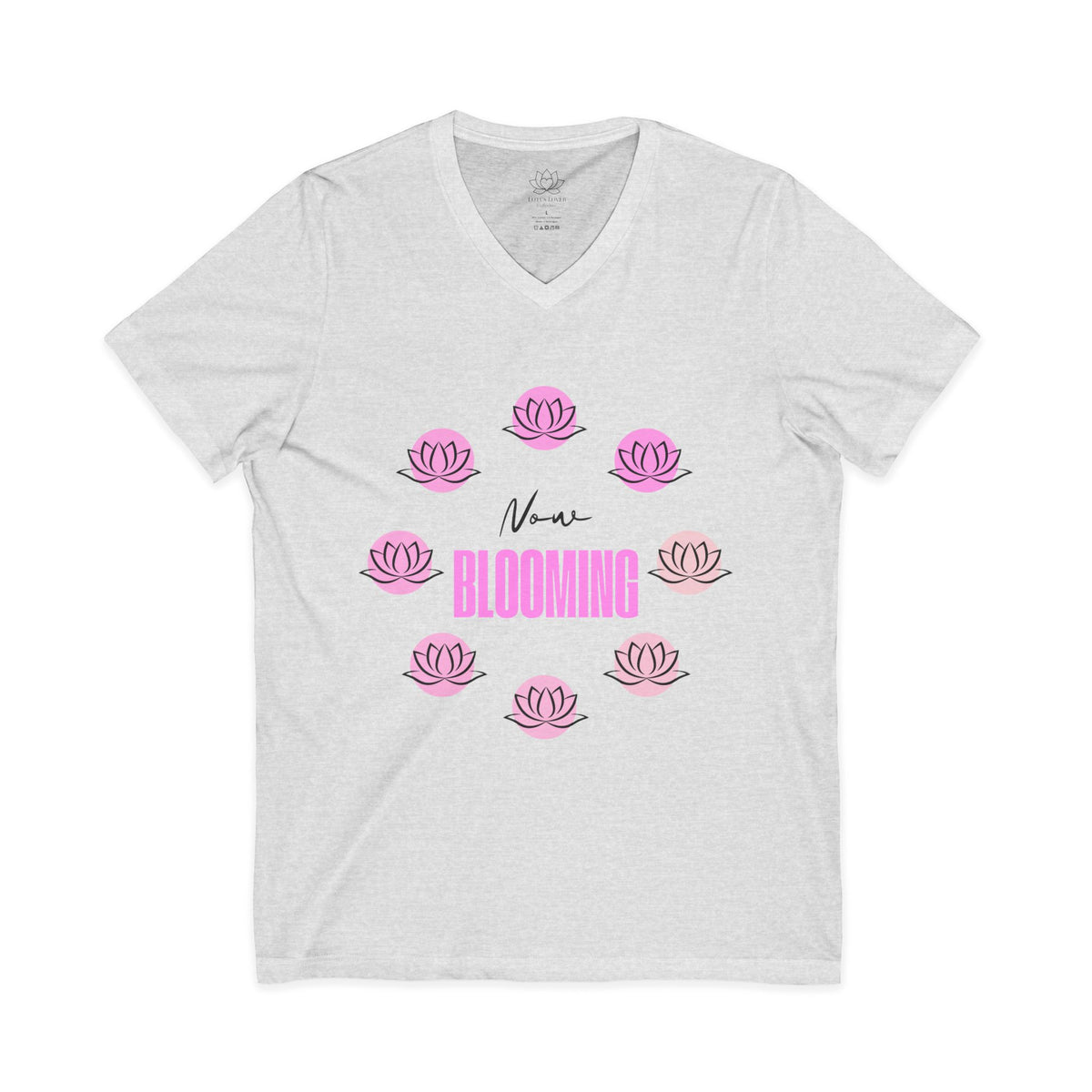 Jersey Short Sleeve V-Neck Tee "Now Blooming"