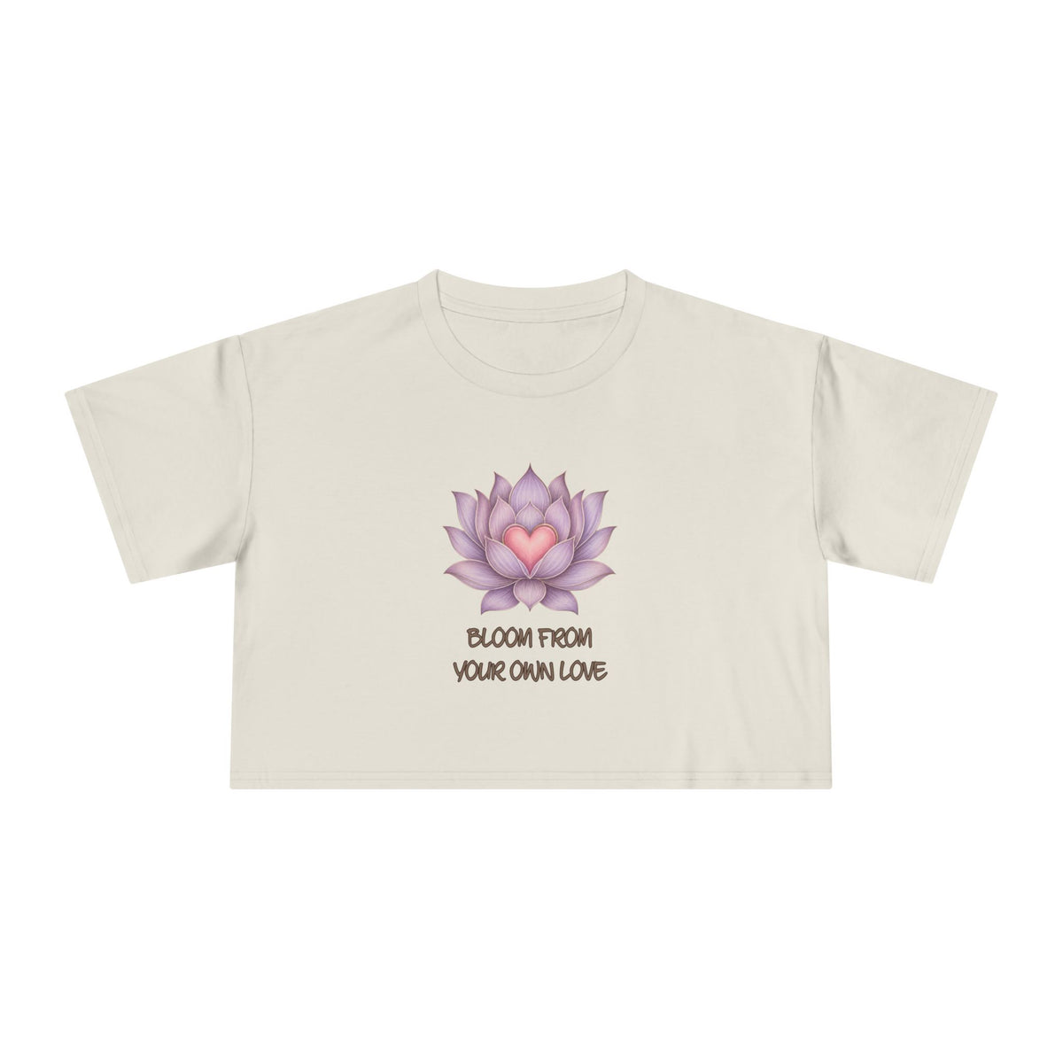 Lotus Heart Crop Tee — "Bloom From Your Own Love" Women's Cropped T-Shirt