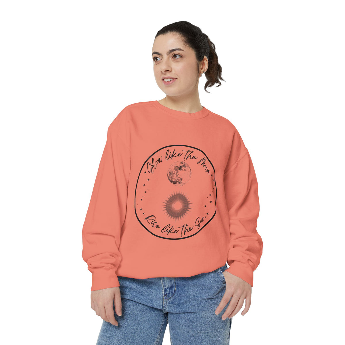 Moon & Sun Lotus Sweatshirt — "Glow Like the Moon, Rise Like the Sun"