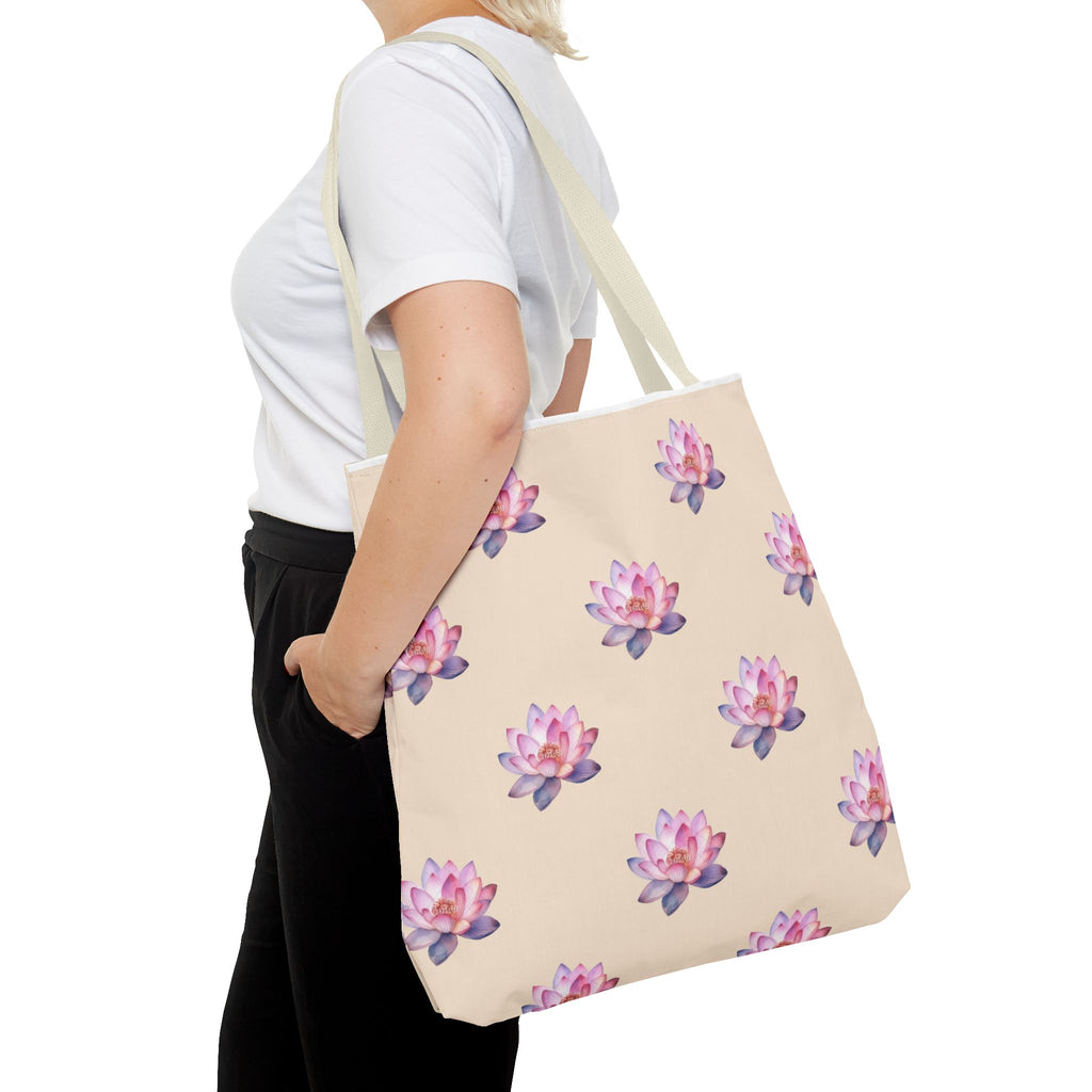 Lotus Pattern Tote Bag – Pink Watercolor Floral All-Over Print