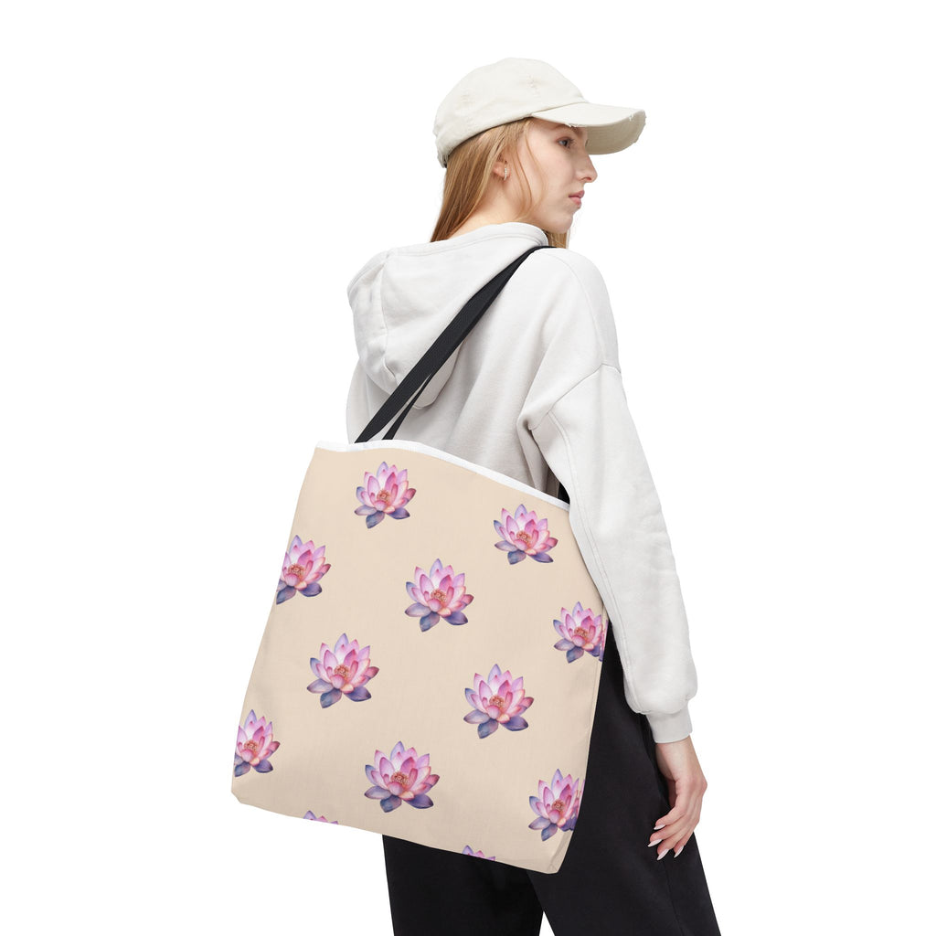 Lotus Pattern Tote Bag – Pink Watercolor Floral All-Over Print
