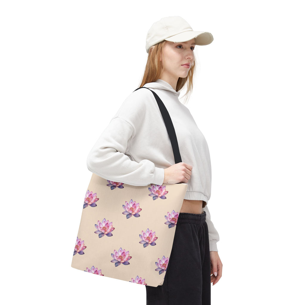 Lotus Pattern Tote Bag – Pink Watercolor Floral All-Over Print
