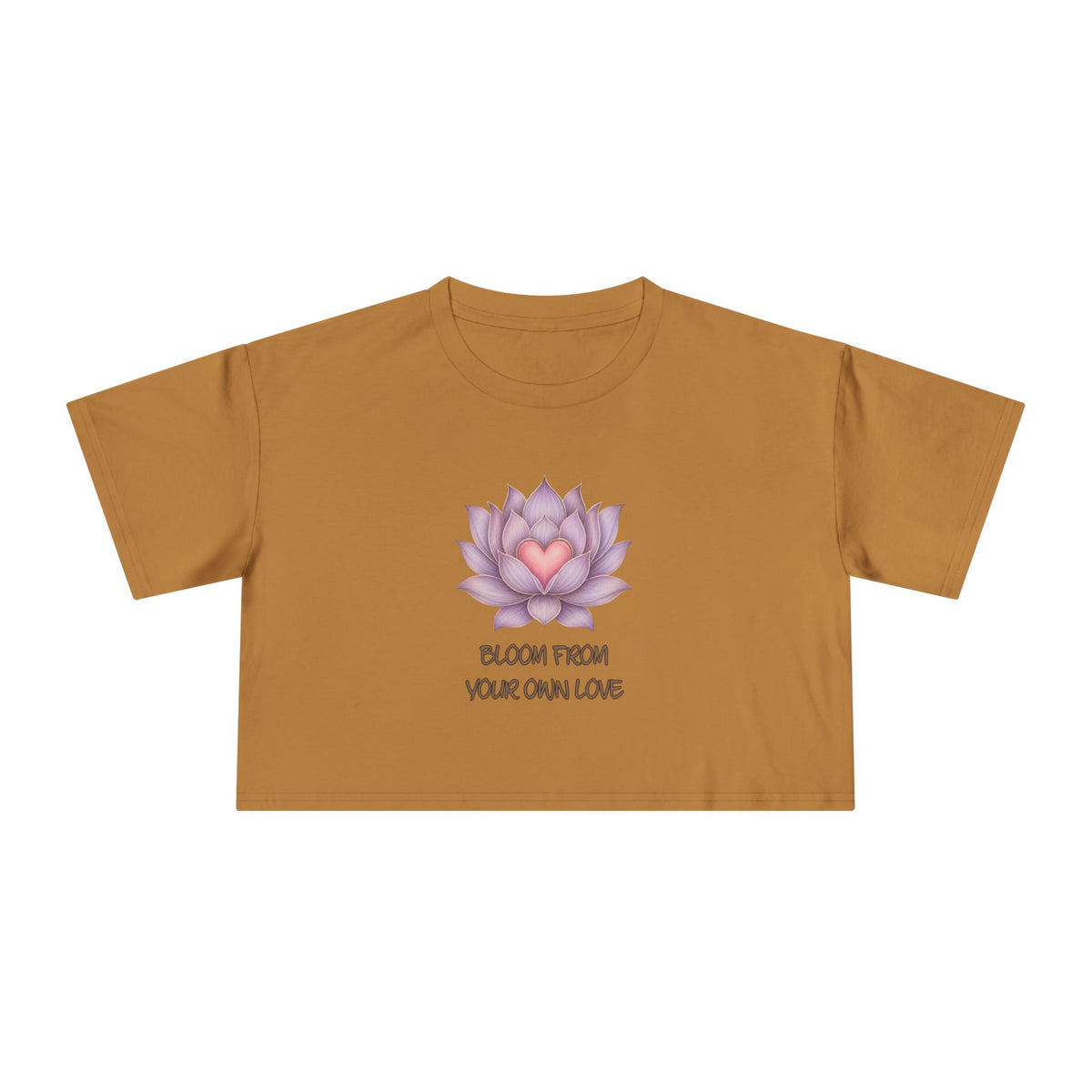Lotus Heart Crop Tee — "Bloom From Your Own Love" Women's Cropped T-Shirt