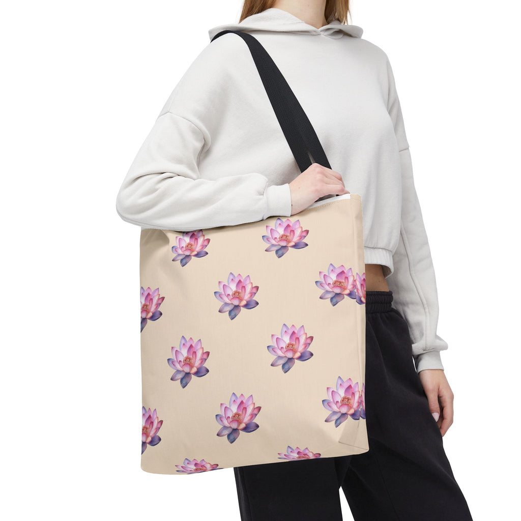 Lotus Pattern Tote Bag – Pink Watercolor Floral All-Over Print