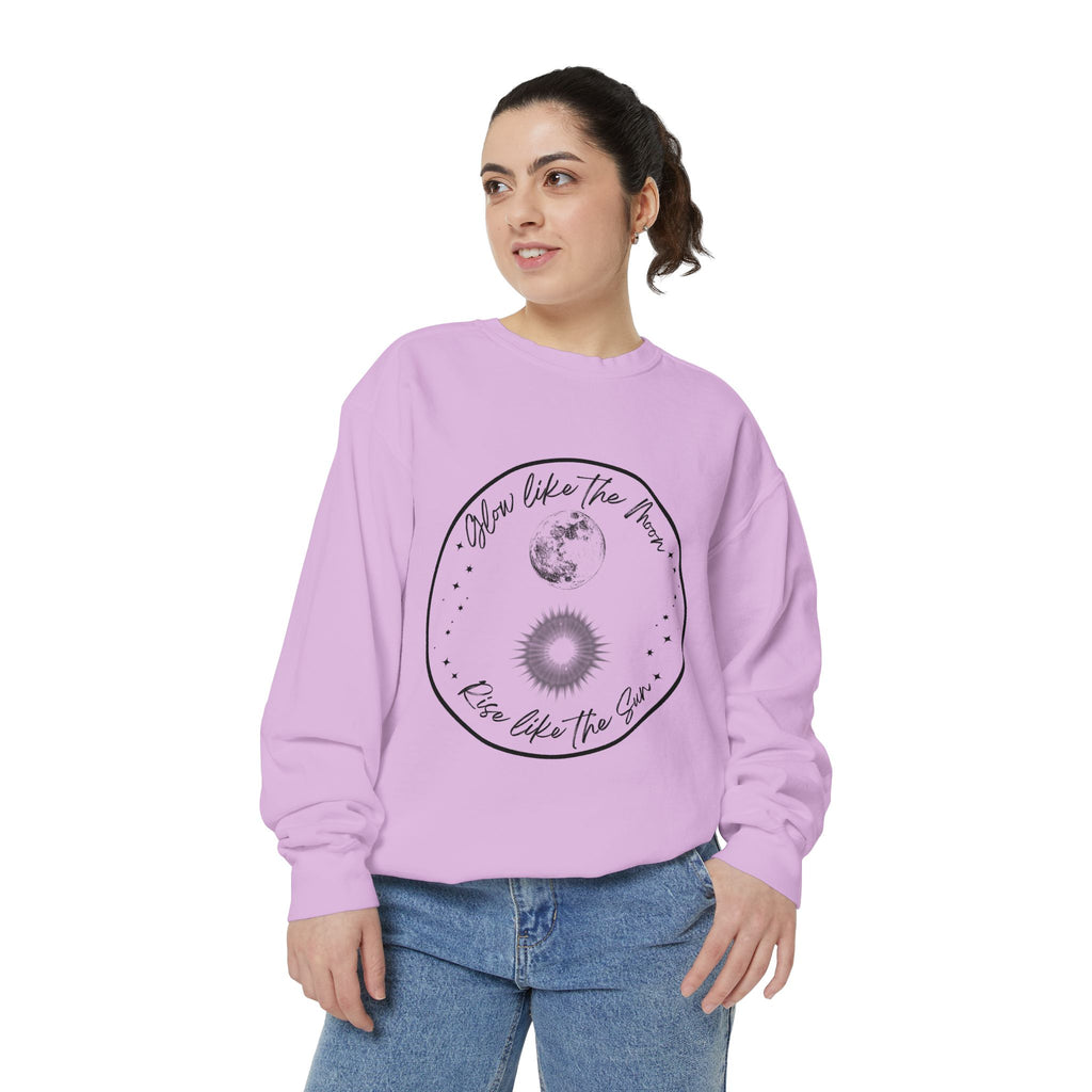 Moon & Sun Lotus Sweatshirt — "Glow Like the Moon, Rise Like the Sun"