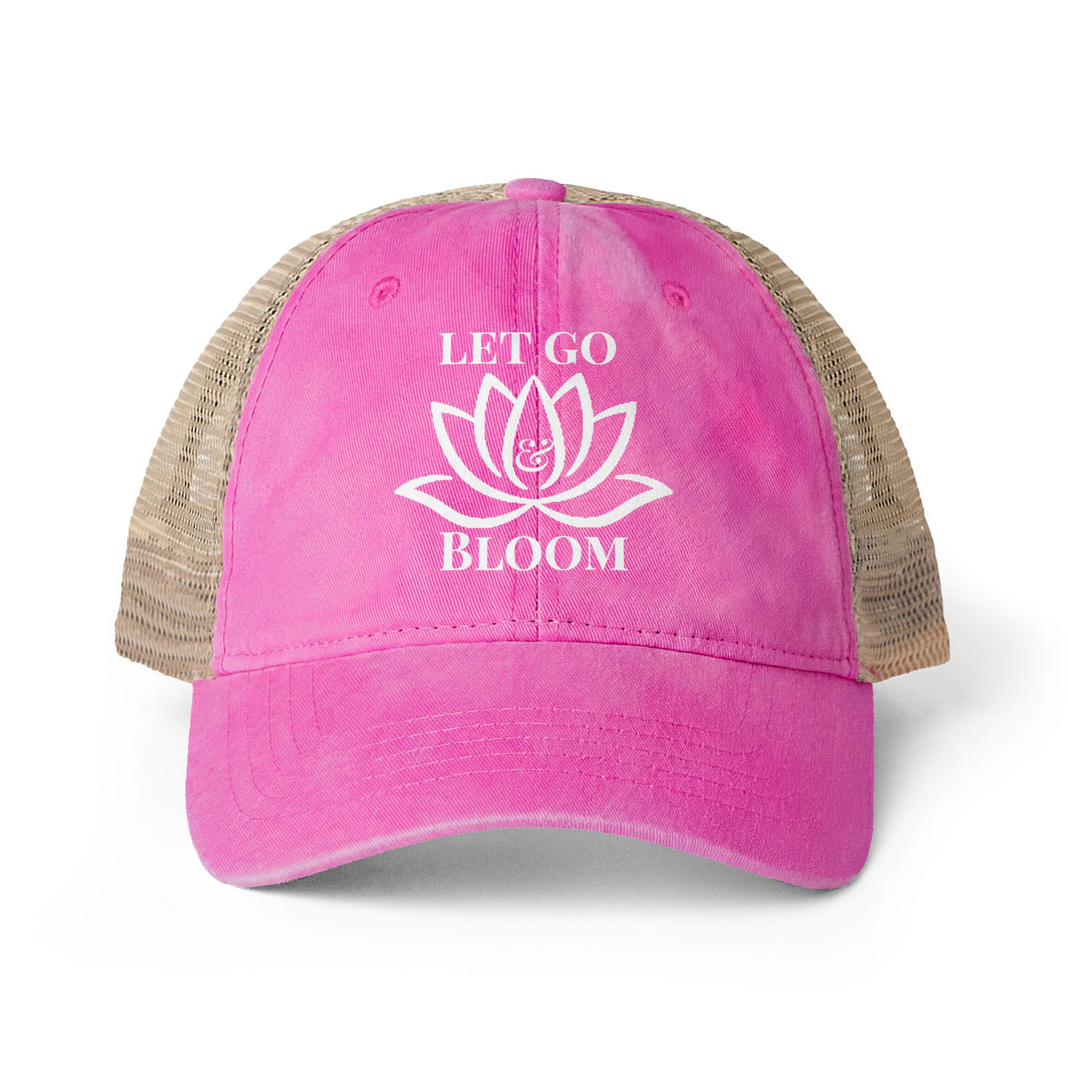 Women's Washed Mesh-Back Cap - Let Go & Bloom