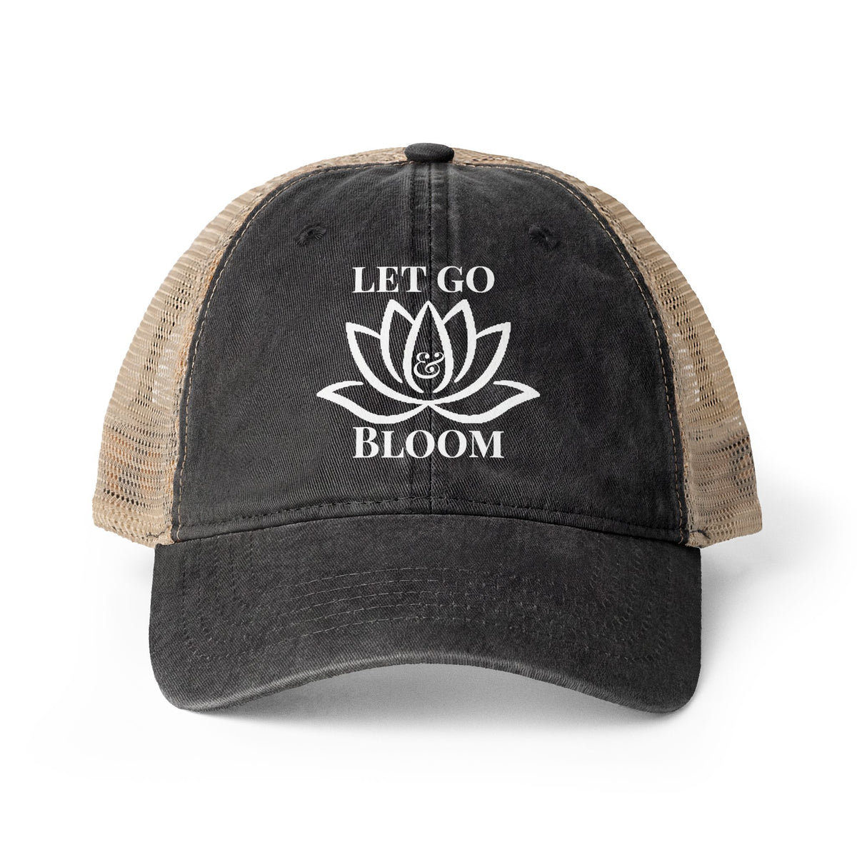 Women's Washed Mesh-Back Cap - Let Go & Bloom