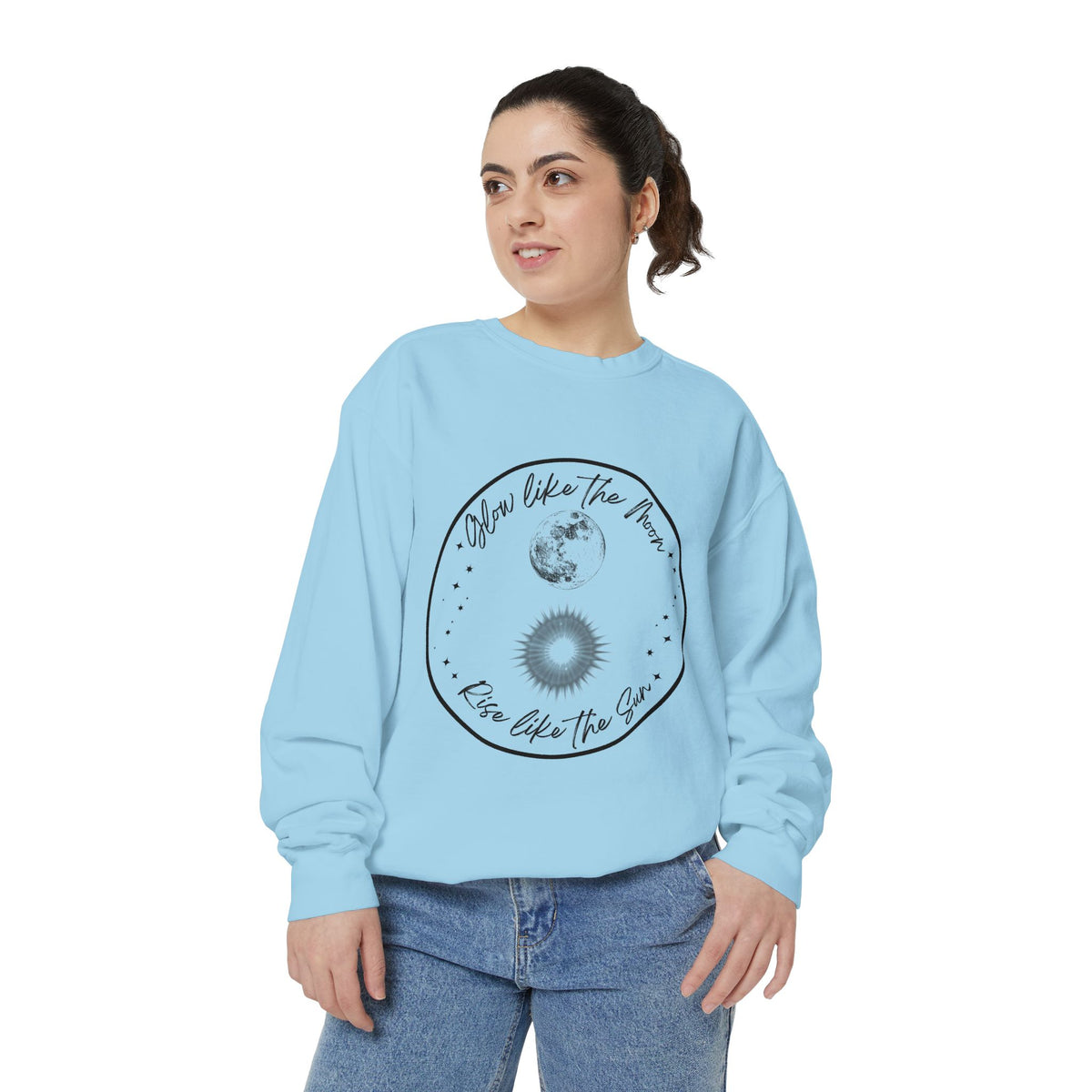 Moon & Sun Lotus Sweatshirt — "Glow Like the Moon, Rise Like the Sun"