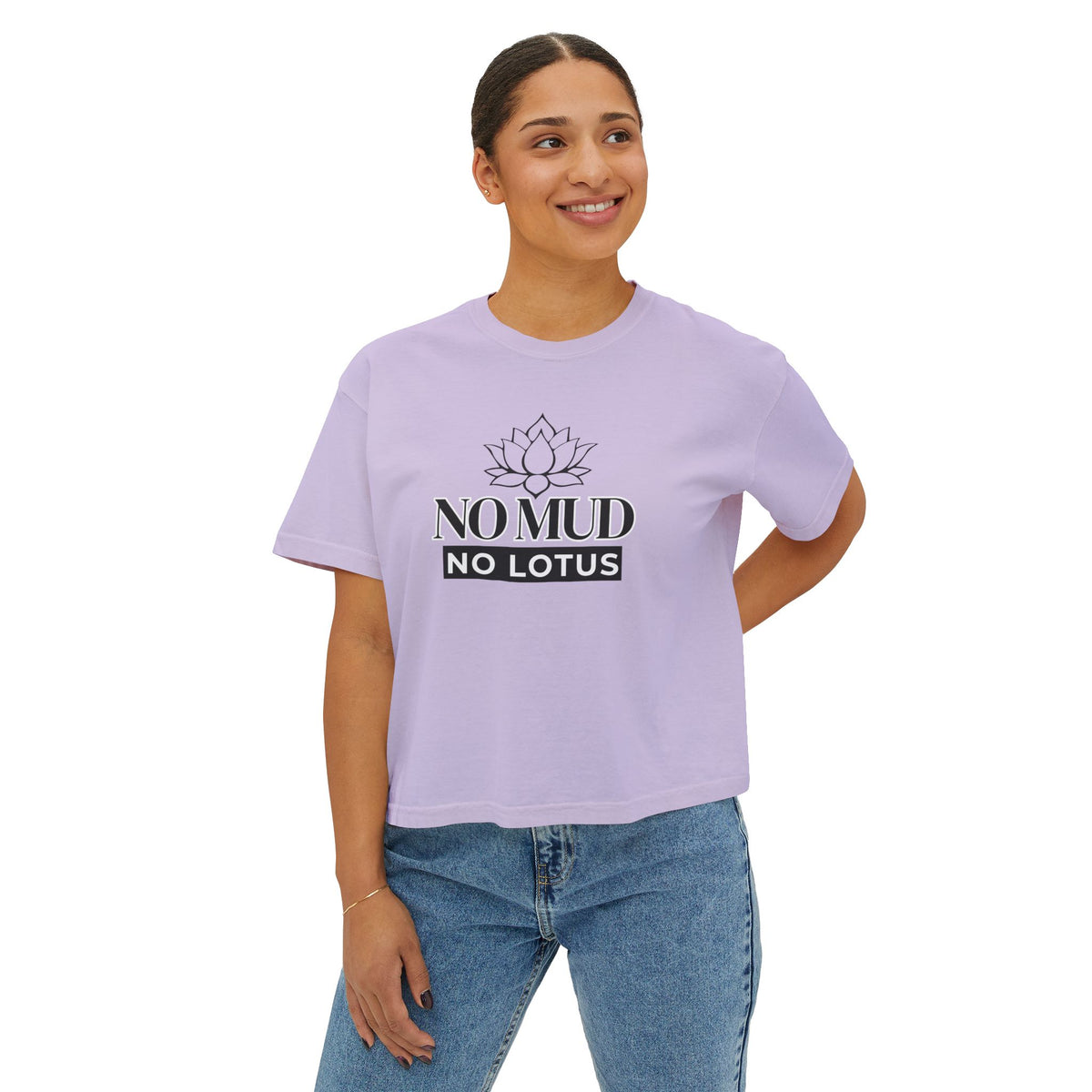 No Mud No Lotus Women's Boxy Tee — Lotus Flower Inspirational Graphic Tee