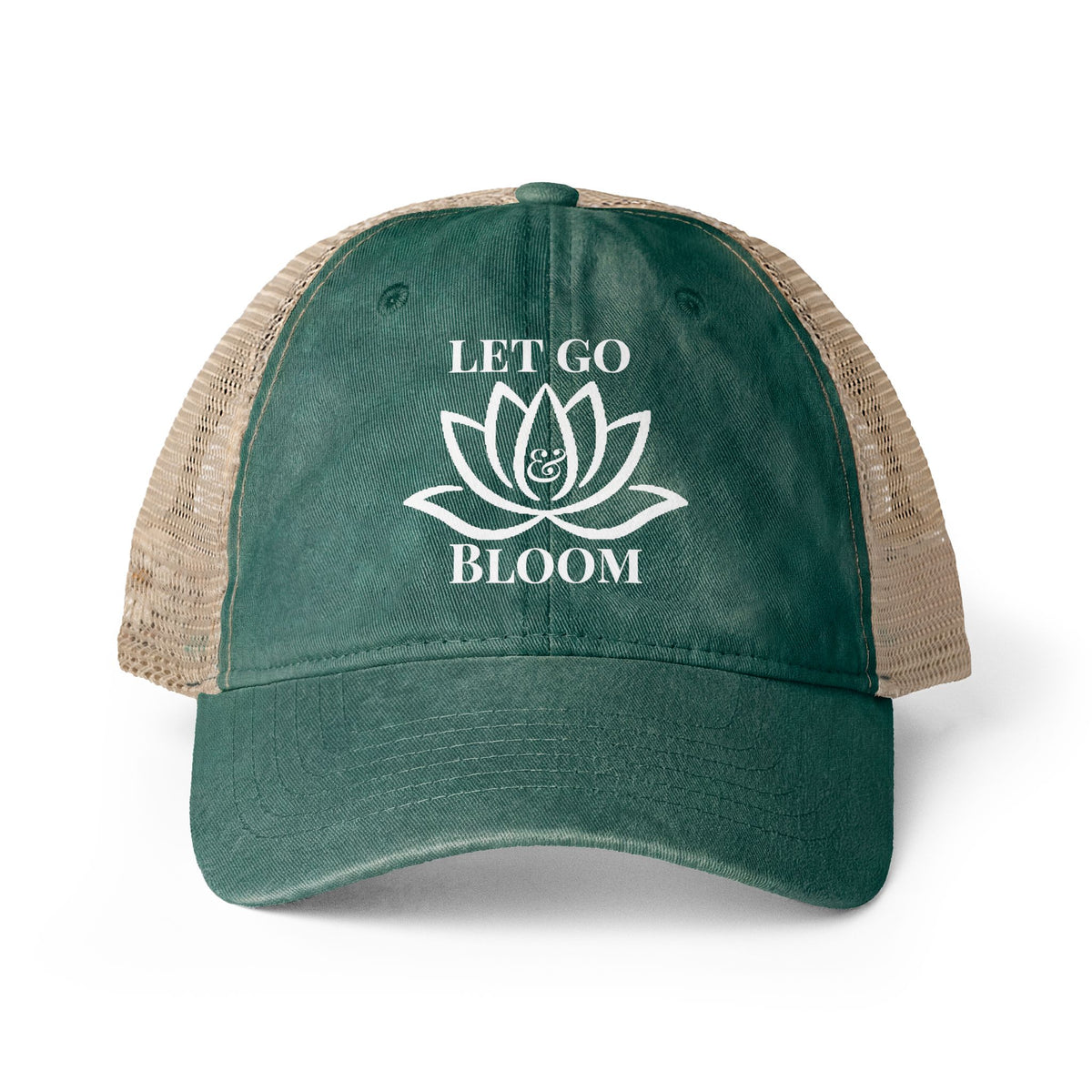 Women's Washed Mesh-Back Cap - Let Go & Bloom