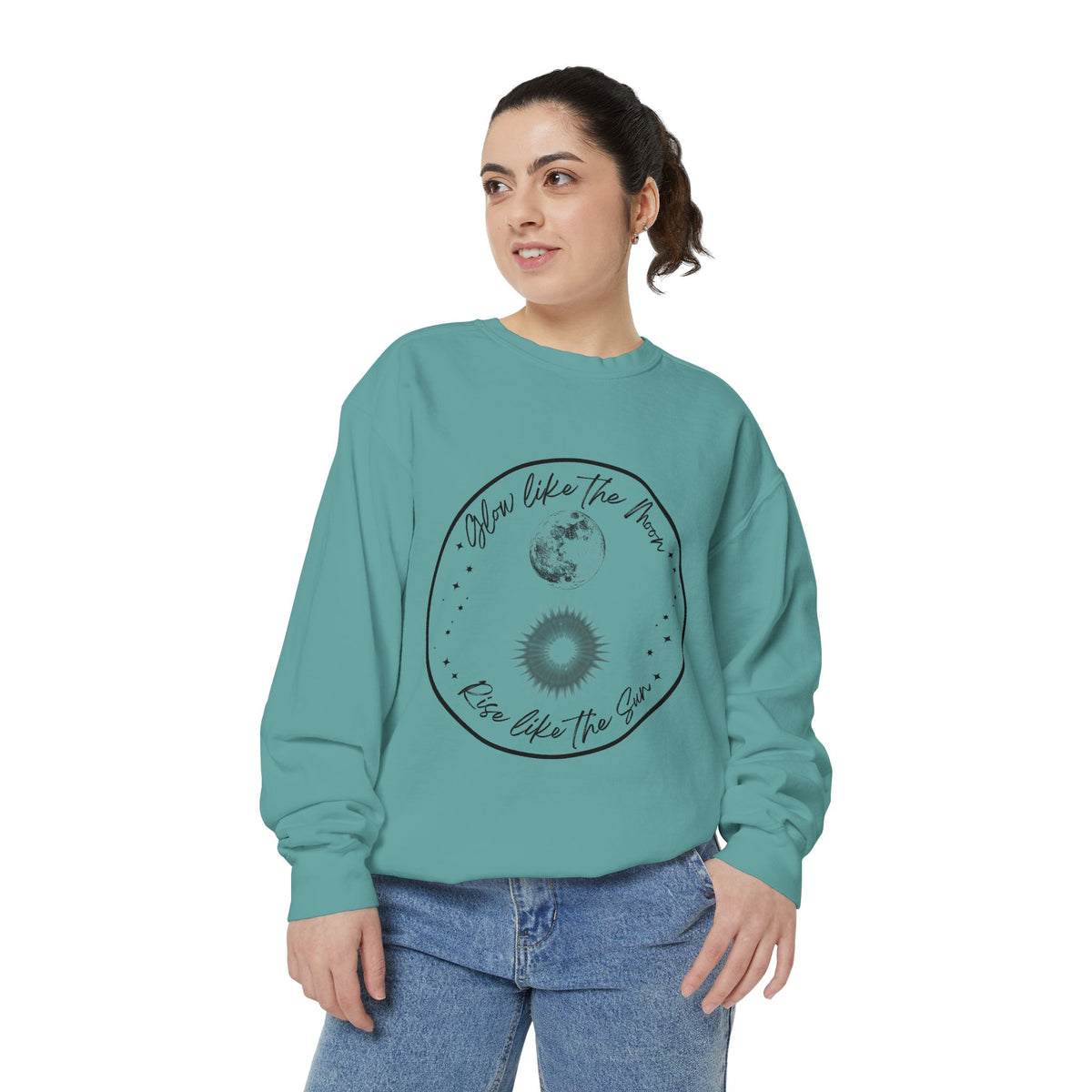 Moon & Sun Lotus Sweatshirt — "Glow Like the Moon, Rise Like the Sun"