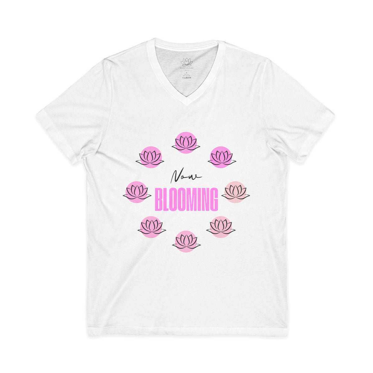 Jersey Short Sleeve V-Neck Tee "Now Blooming"