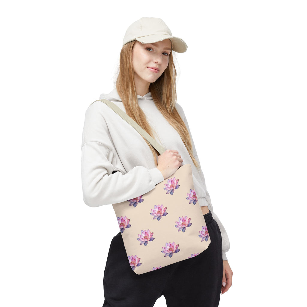 Lotus Pattern Tote Bag – Pink Watercolor Floral All-Over Print