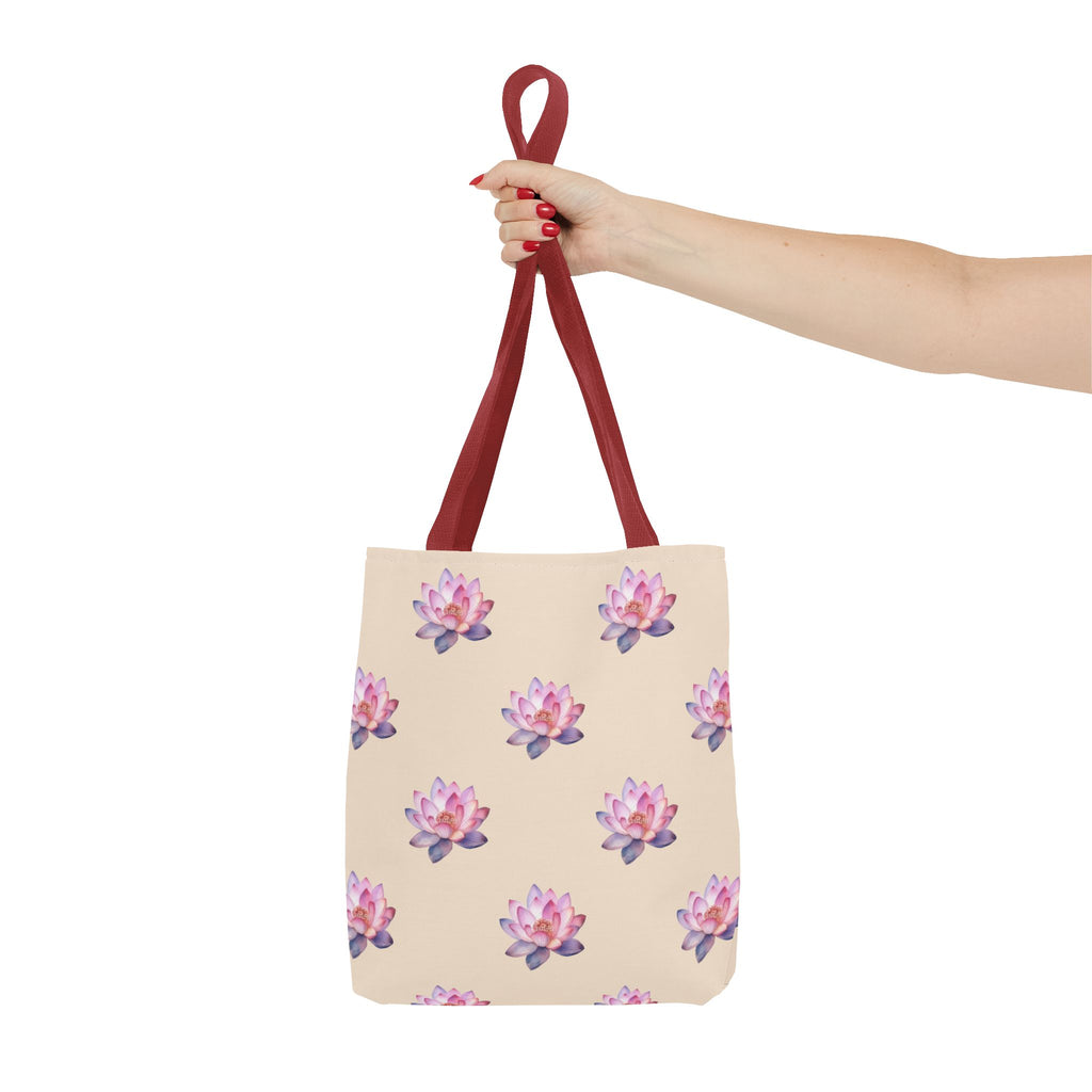 Lotus Pattern Tote Bag – Pink Watercolor Floral All-Over Print