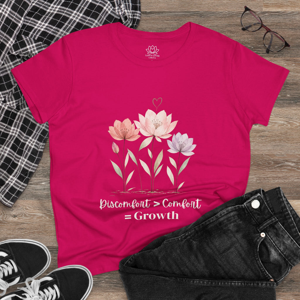Women's Midweight Cotton Tee - Discomfort > Comfort = Growth