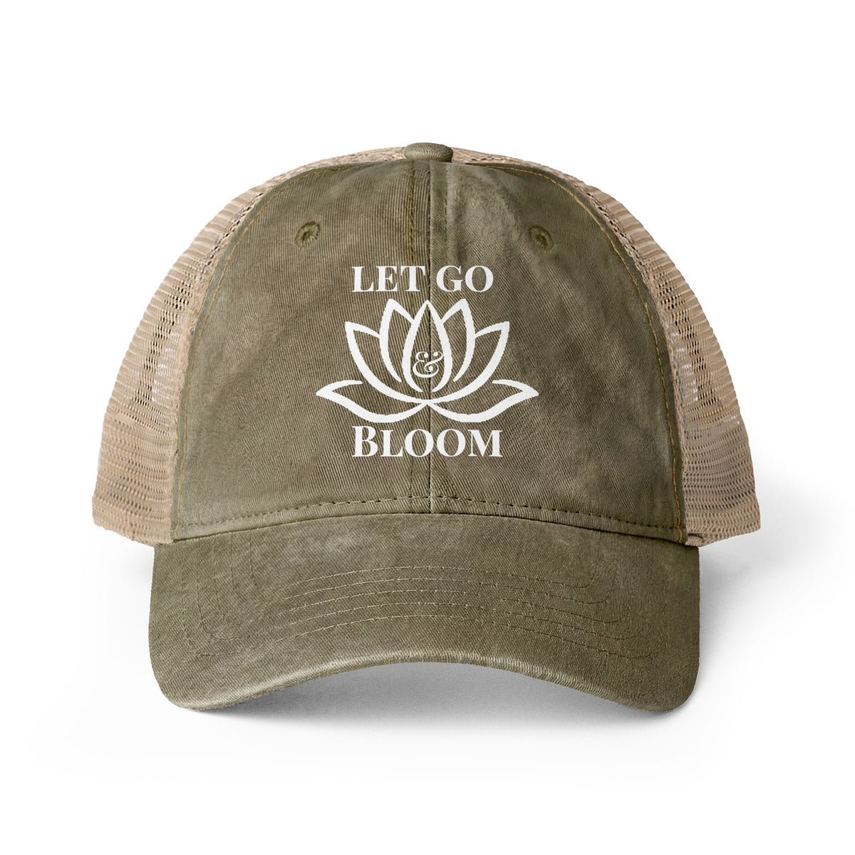 Women's Washed Mesh-Back Cap - Let Go & Bloom