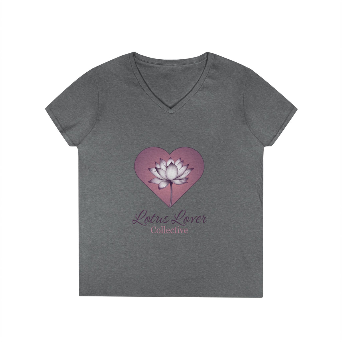 Lotus Lover Collective V-Neck Tee — Floral Heart Shirt