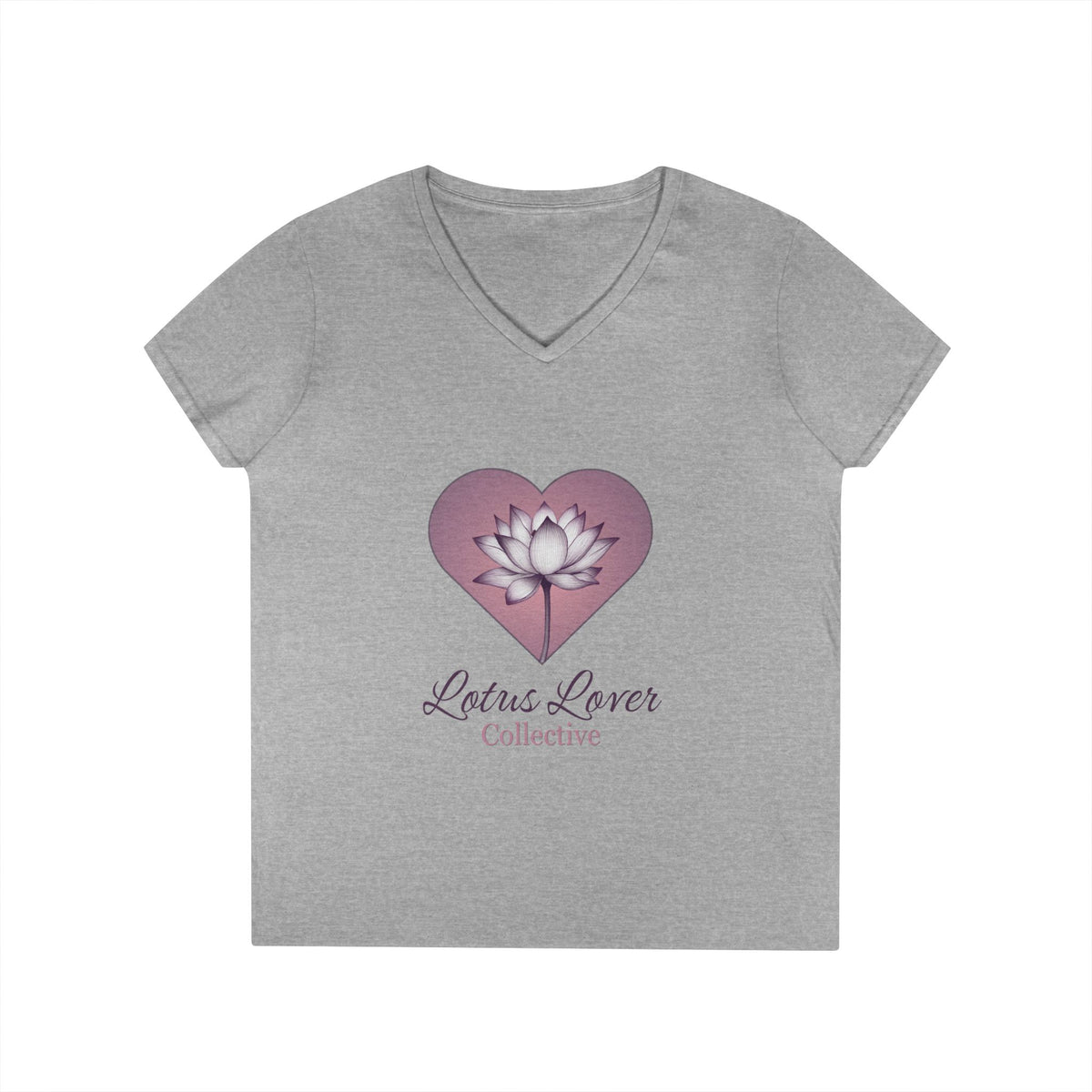 Lotus Lover Collective V-Neck Tee — Floral Heart Shirt