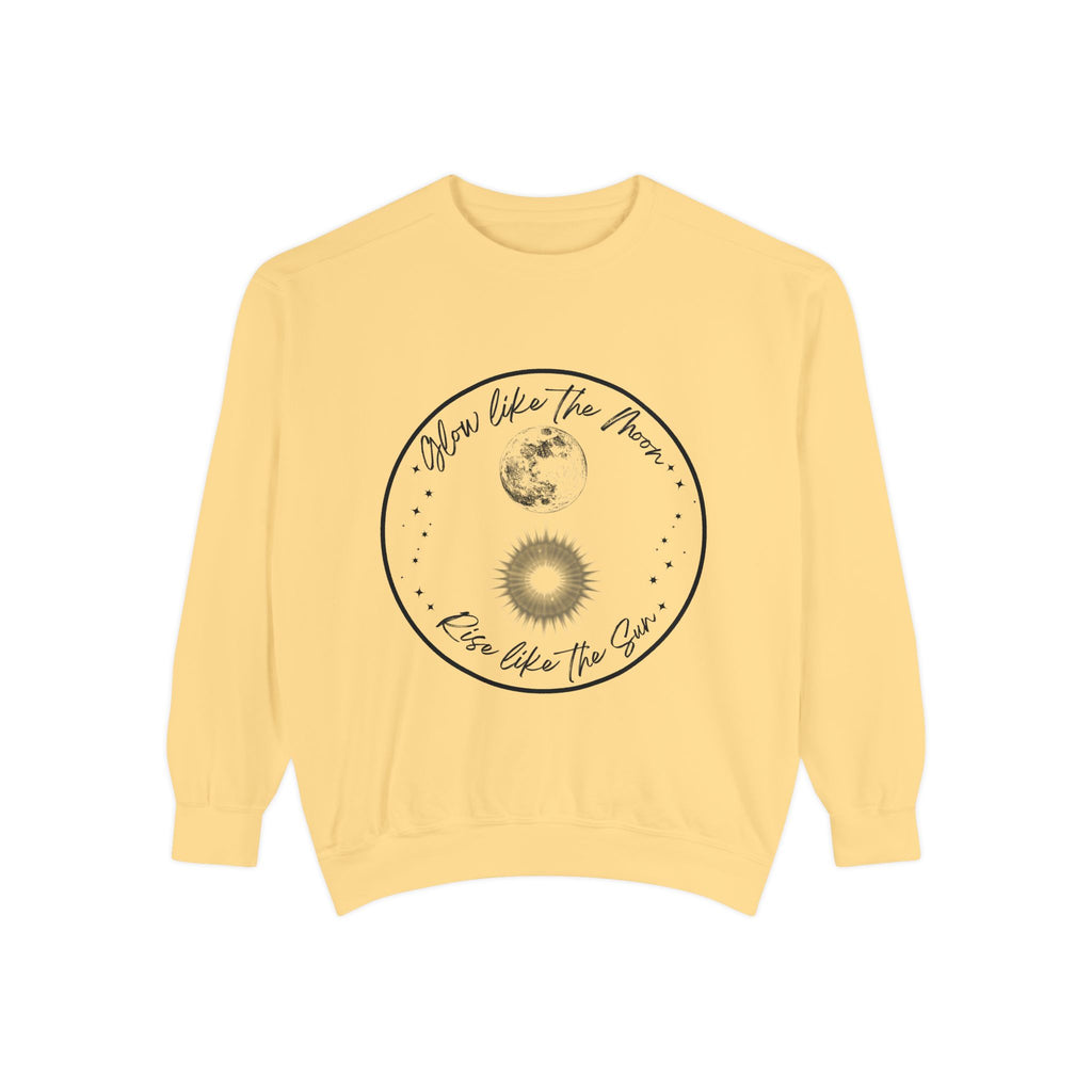 Moon & Sun Lotus Sweatshirt — "Glow Like the Moon, Rise Like the Sun"