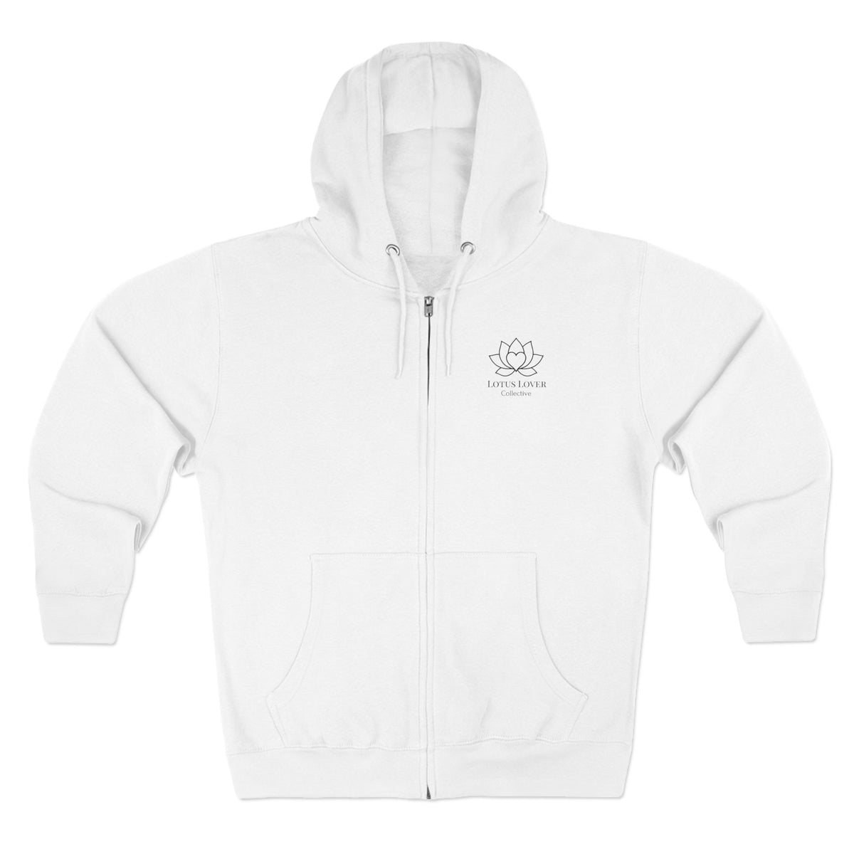 Lotus Lover Collective Zip Hoodie — Minimal Yoga & Meditation White Zip-Up