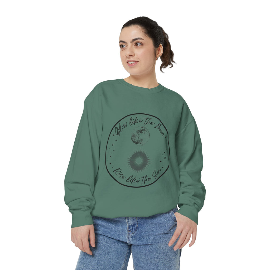 Moon & Sun Lotus Sweatshirt — "Glow Like the Moon, Rise Like the Sun"