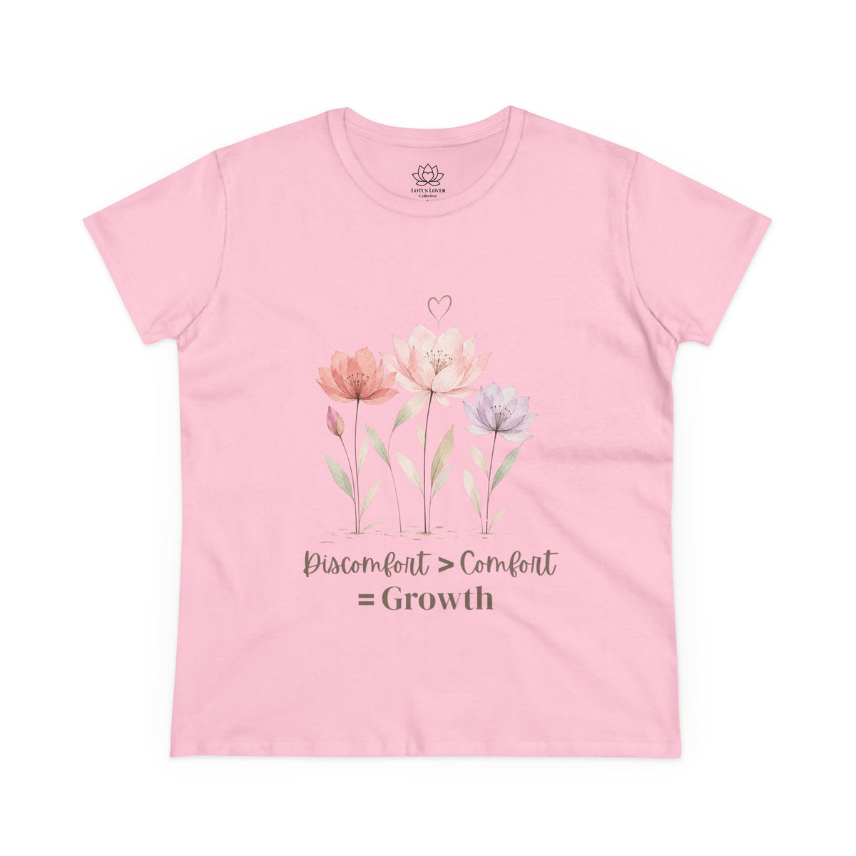 Women's Midweight Cotton Tee - Discomfort > Comfort = Growth