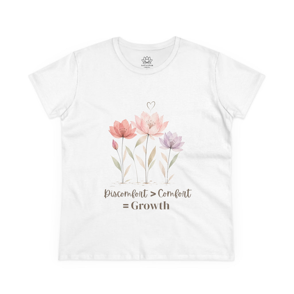 Women's Midweight Cotton Tee - Discomfort > Comfort = Growth