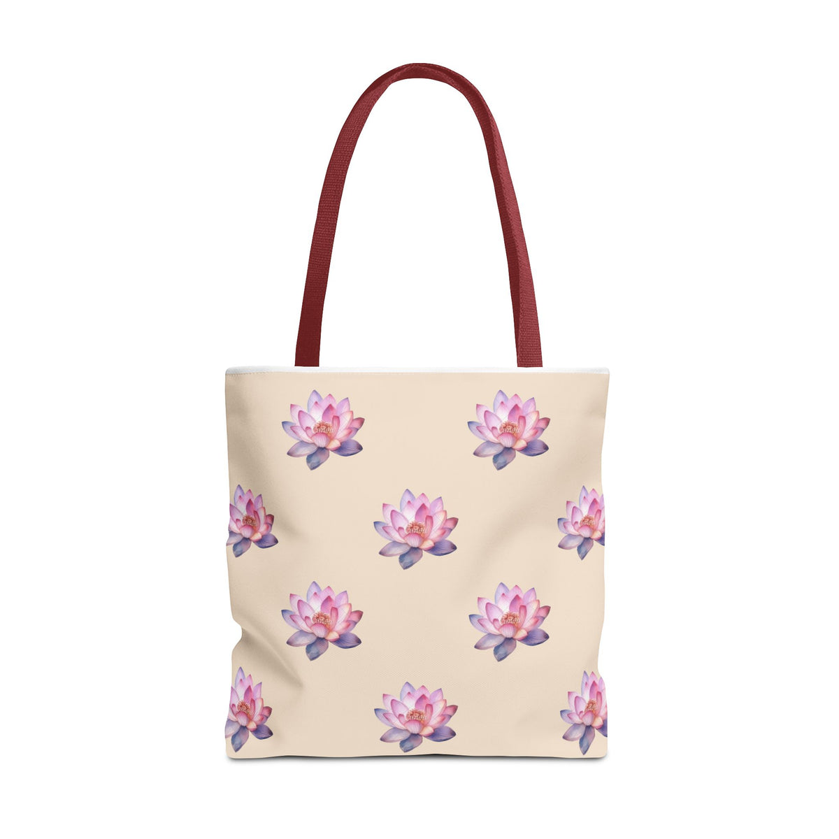 Lotus Pattern Tote Bag – Pink Watercolor Floral All-Over Print