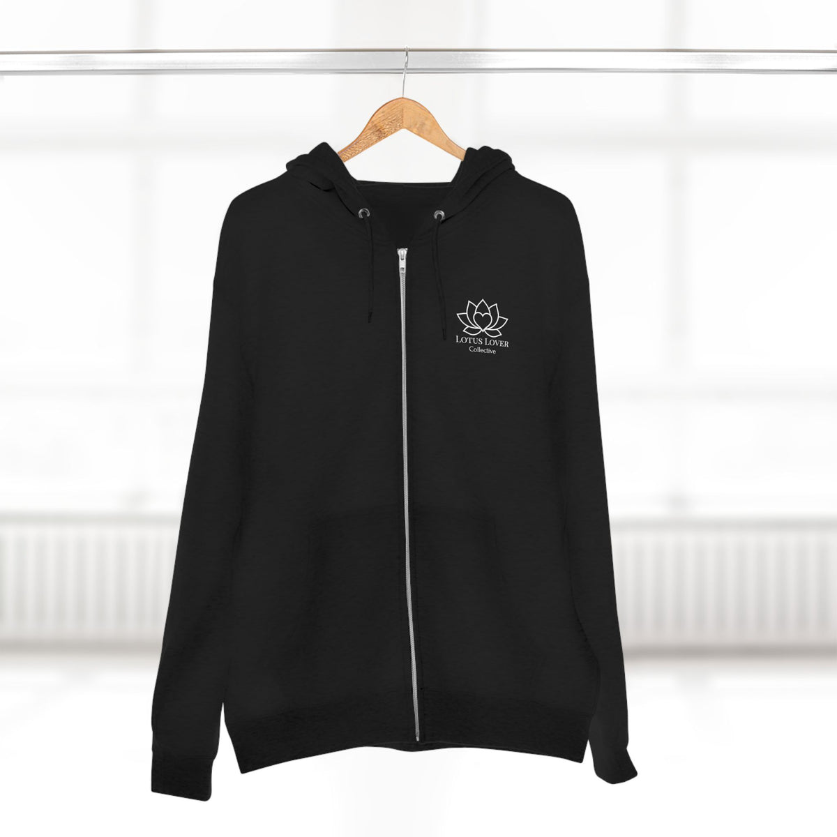 Lotus Lover Collective Zip Hoodie — Minimal Yoga & Meditation White Zip-Up