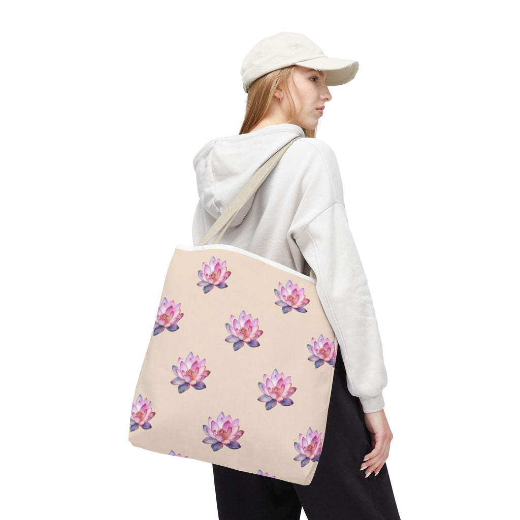 Lotus Pattern Tote Bag – Pink Watercolor Floral All-Over Print