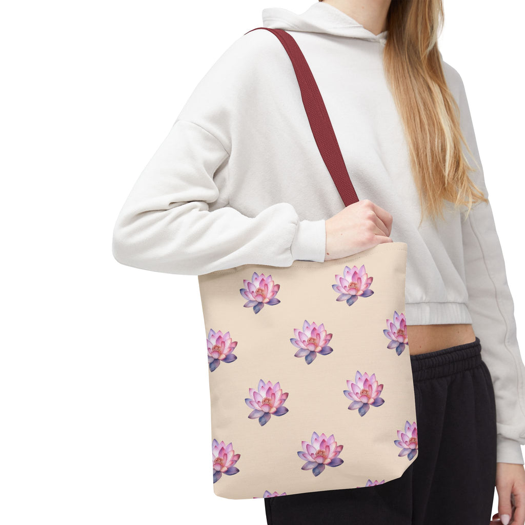 Lotus Pattern Tote Bag – Pink Watercolor Floral All-Over Print