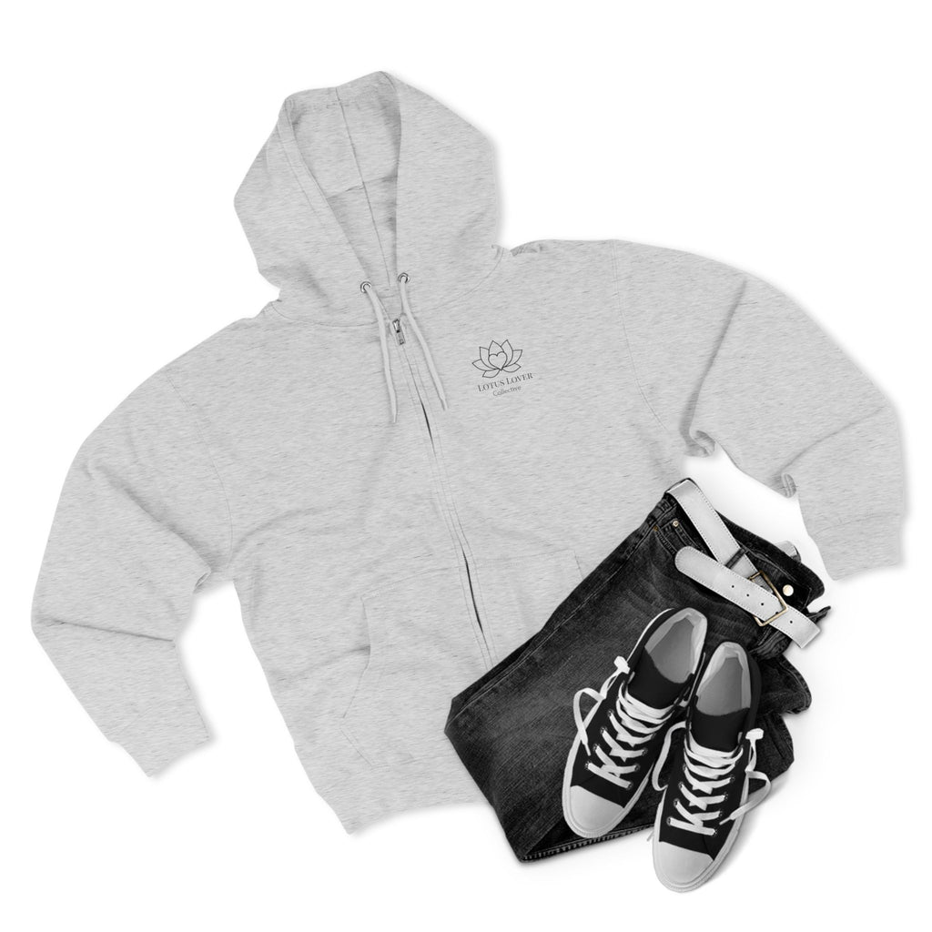 Lotus Lover Collective Zip Hoodie — Minimal Yoga & Meditation White Zip-Up