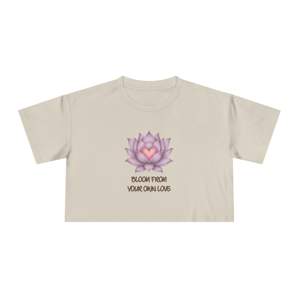 Lotus Heart Crop Tee — "Bloom From Your Own Love" Women's Cropped T-Shirt