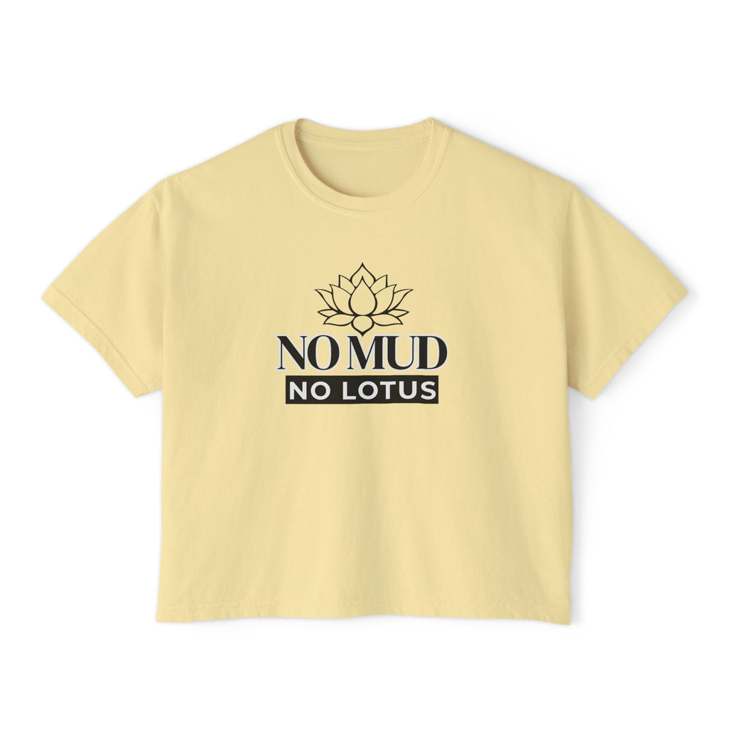 No Mud No Lotus Women's Boxy Tee — Lotus Flower Inspirational Graphic Tee