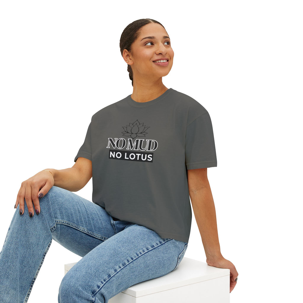 No Mud No Lotus Women's Boxy Tee — Lotus Flower Inspirational Graphic Tee