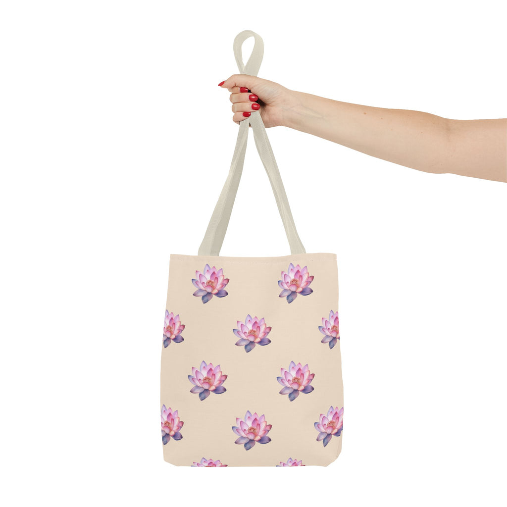 Lotus Pattern Tote Bag – Pink Watercolor Floral All-Over Print