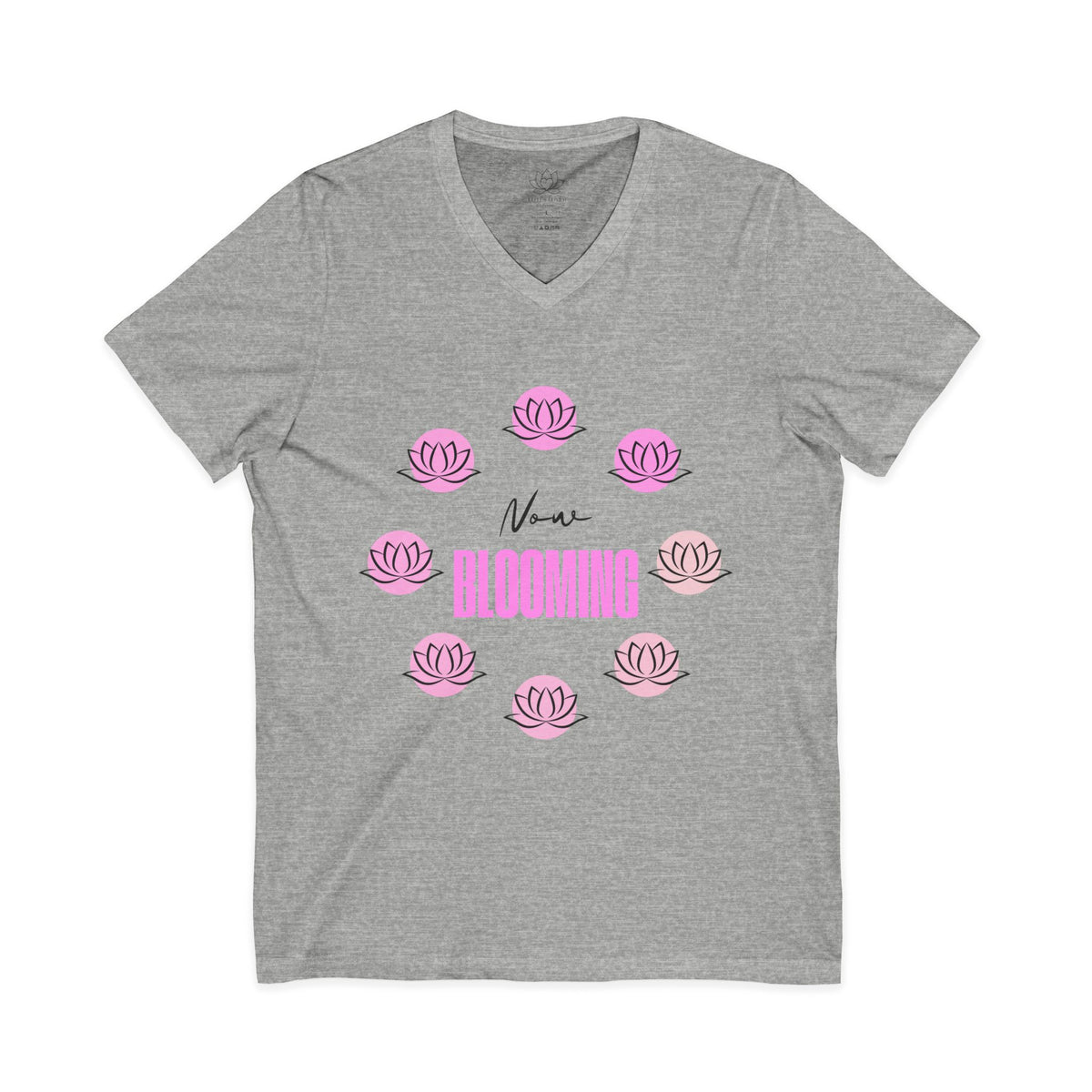 Jersey Short Sleeve V-Neck Tee "Now Blooming"