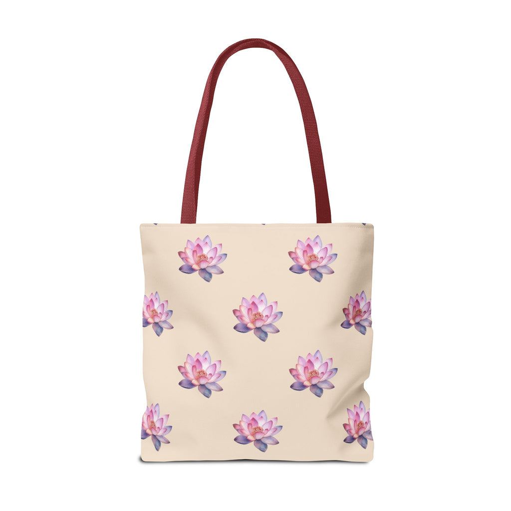 Lotus Pattern Tote Bag – Pink Watercolor Floral All-Over Print