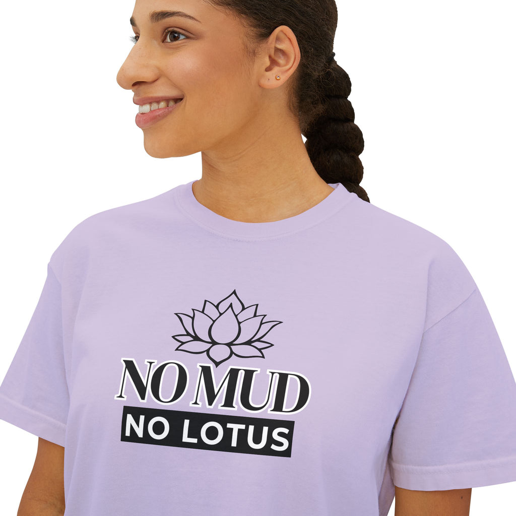No Mud No Lotus Women's Boxy Tee — Lotus Flower Inspirational Graphic Tee