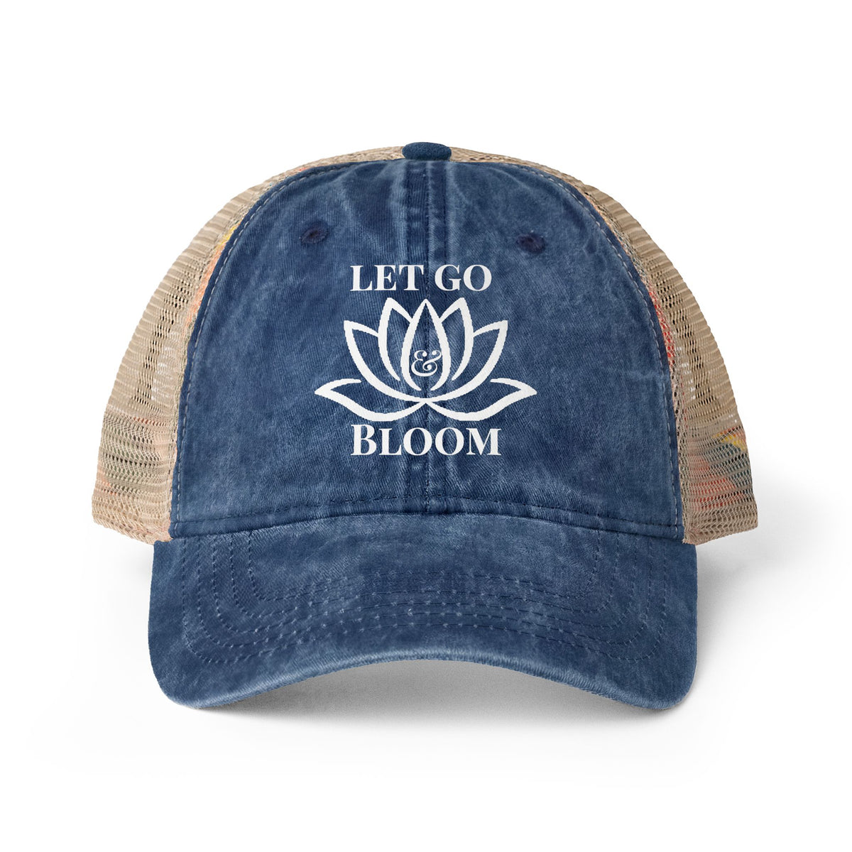 Women's Washed Mesh-Back Cap - Let Go & Bloom