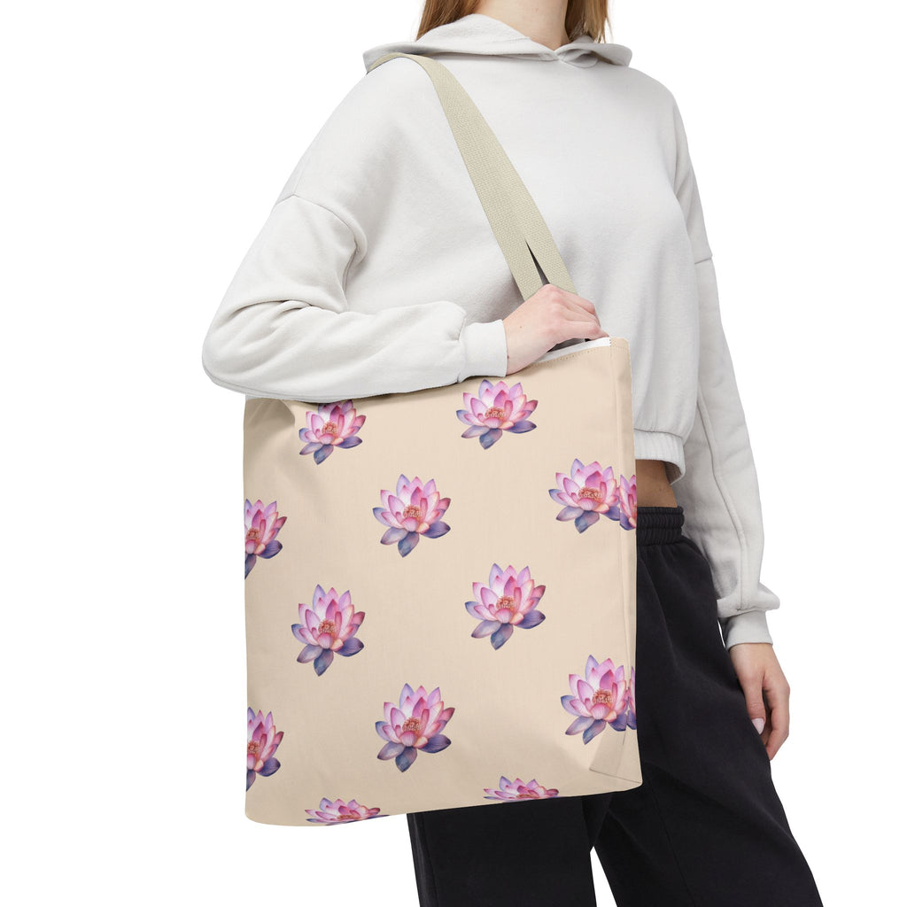 Lotus Pattern Tote Bag – Pink Watercolor Floral All-Over Print